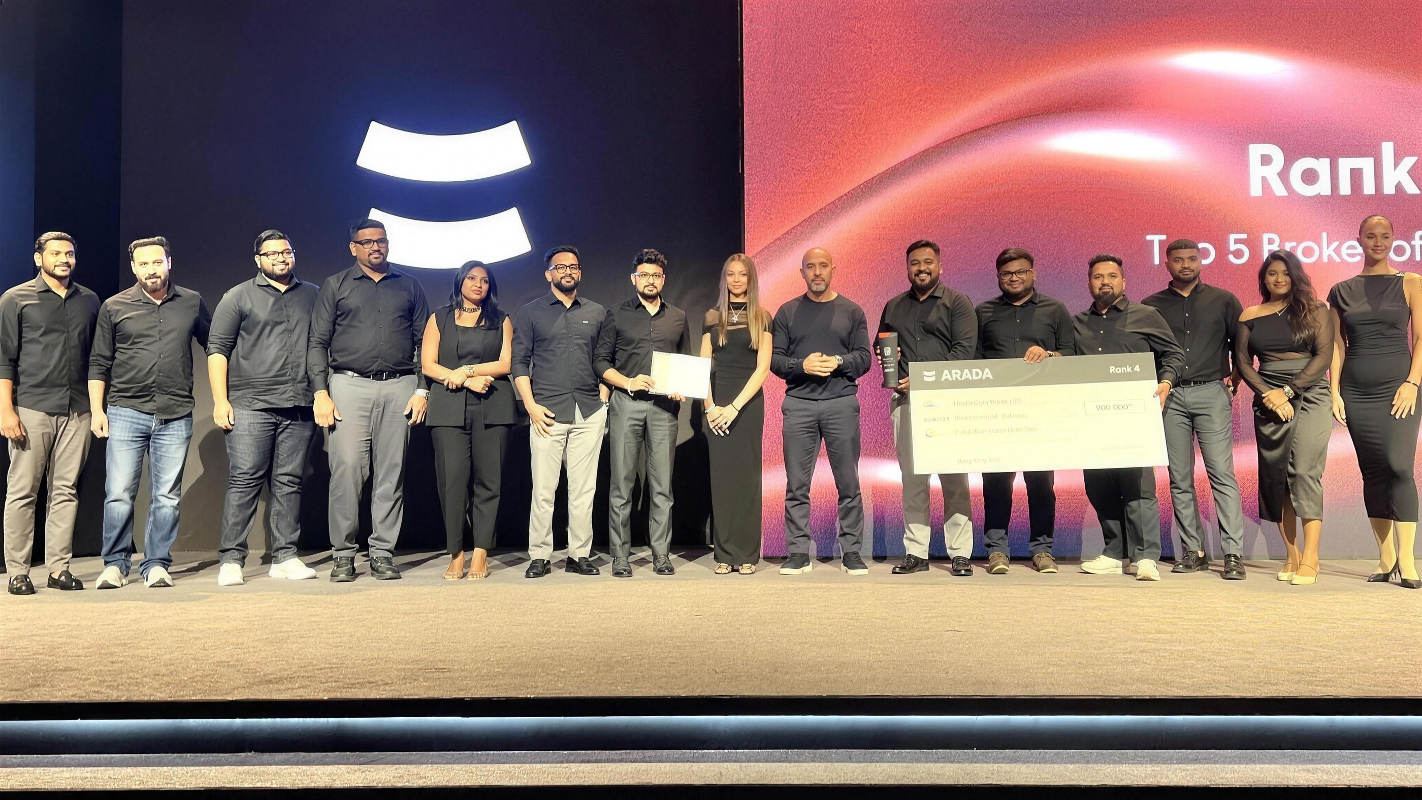 Storeys team on stage at the Arada Broker Awards, Rank 4 Top 5 Broker of the Year 2025