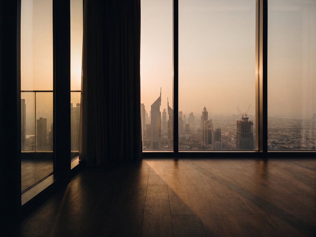 Downtown Dubai skyline at sunrise